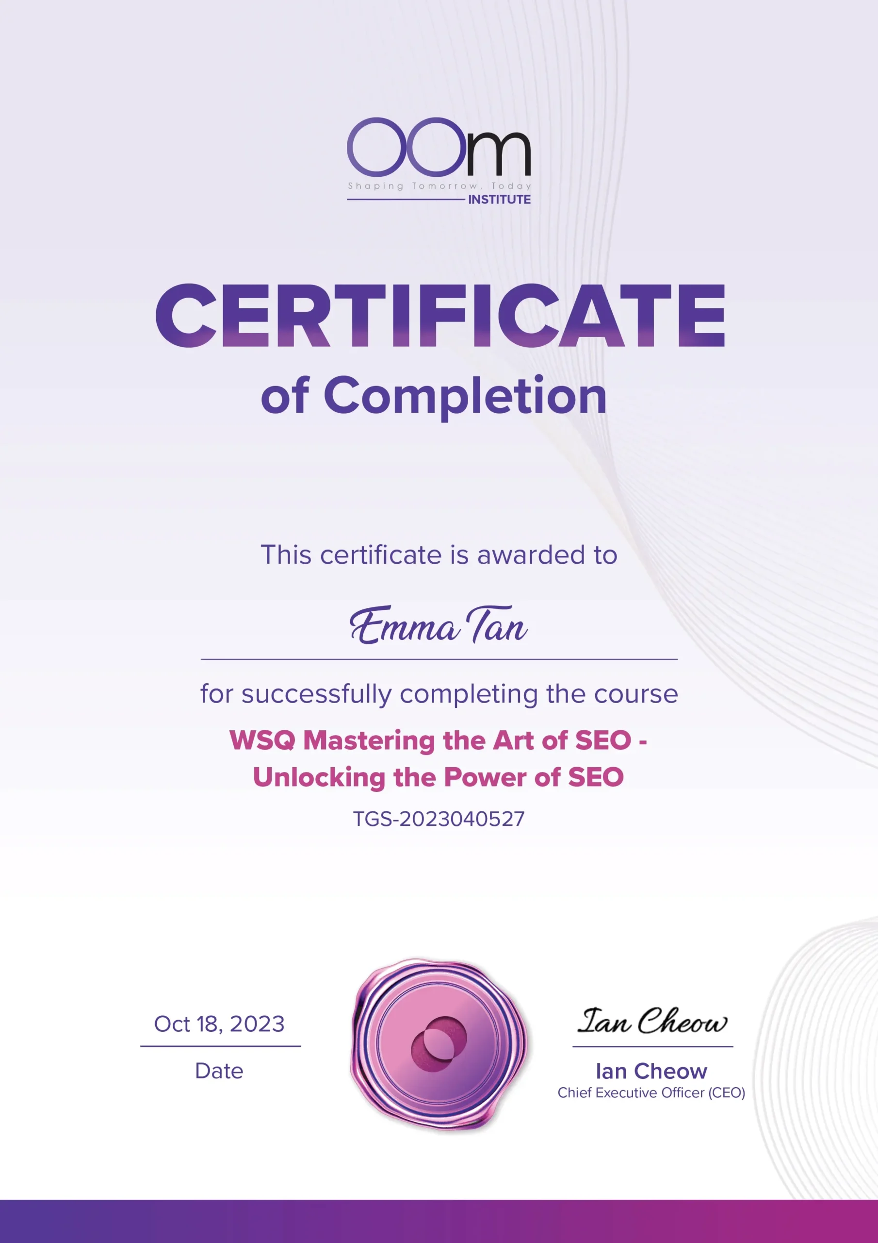 OOm Institute Cert_WSQ Mastering The Art Of SEO Unlocking The Power Of SEO